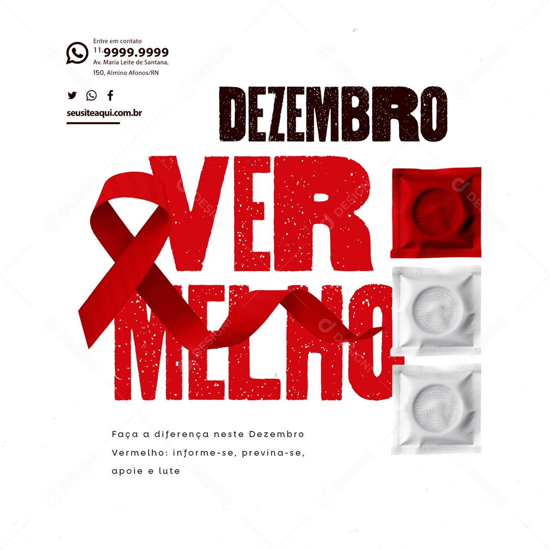 Social Media Faça a Diferença neste Dezembro Vermelho Informe se Previna se Apoie e Lute PSD Editável