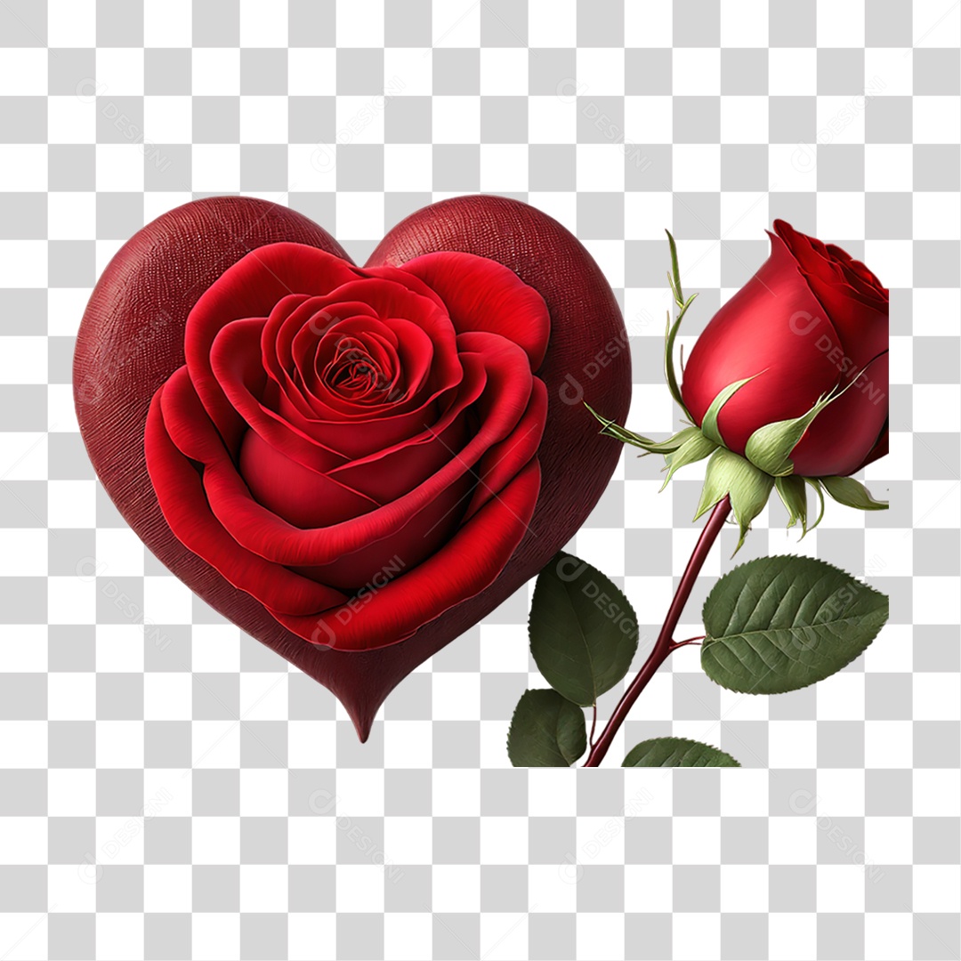 Flores Rosas Coração PNG Transparente