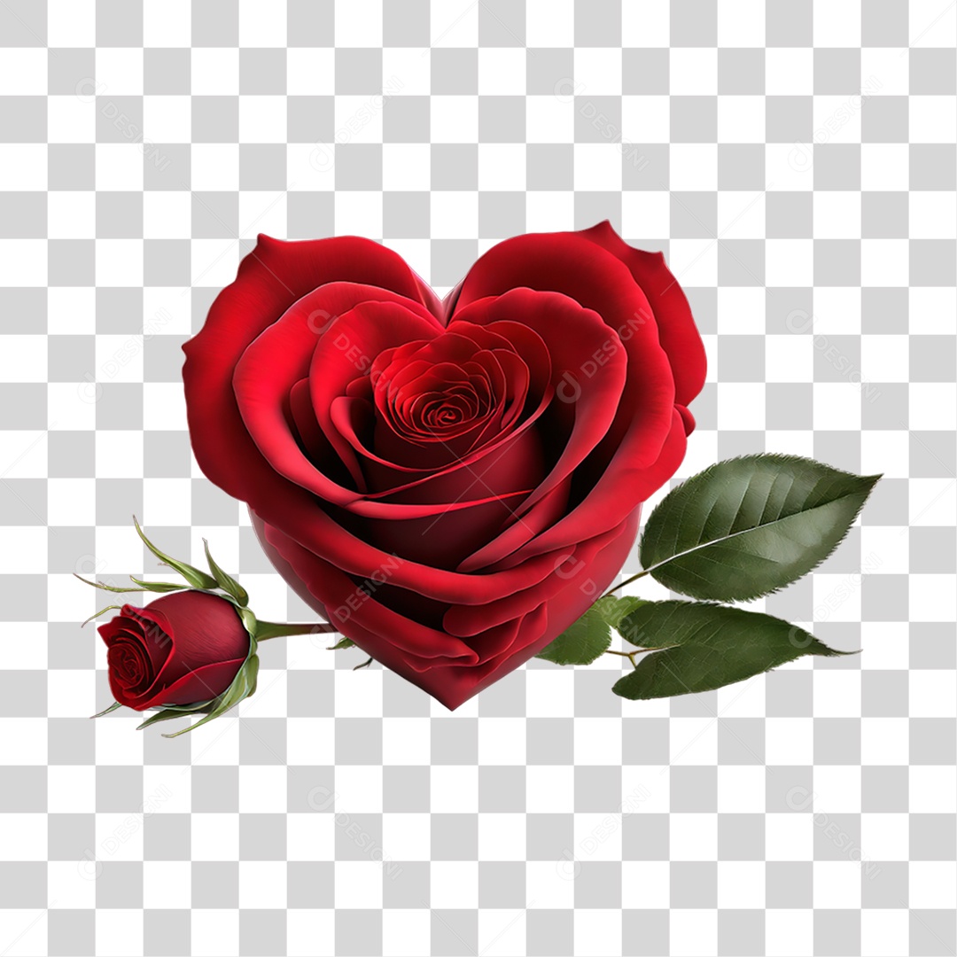 Flores Rosas Coração PNG Transparente