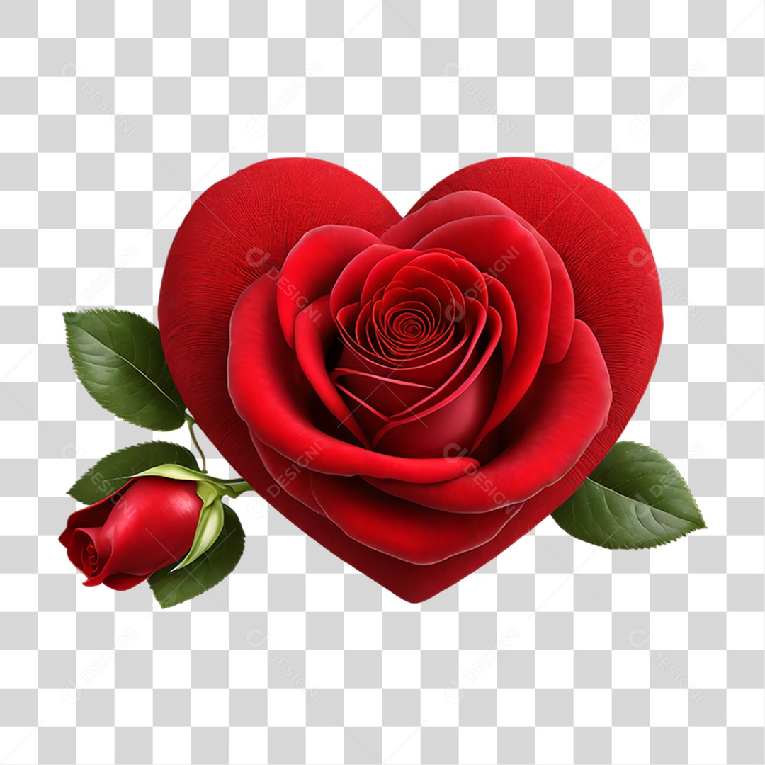 Flores Rosas Coração PNG Transparente