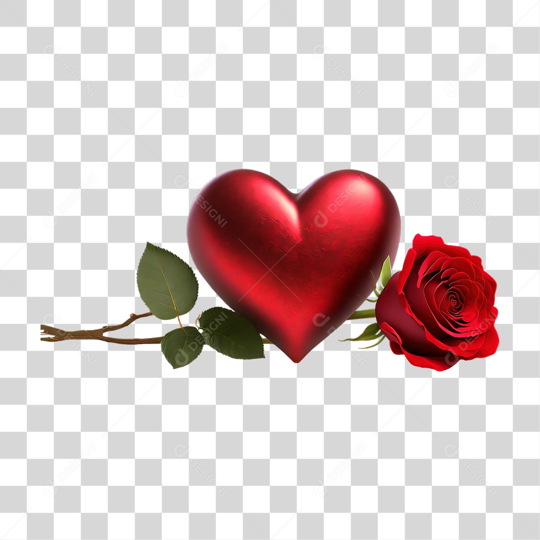 Flores Rosas Coração PNG Transparente