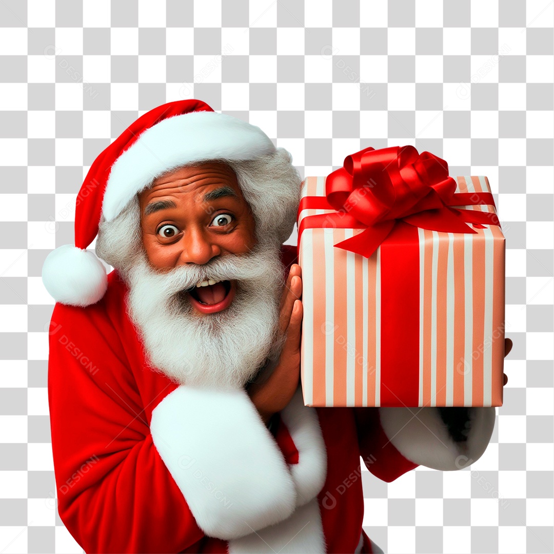 Papai Noel com Presentes Final de Ano Natal PNG Transparente