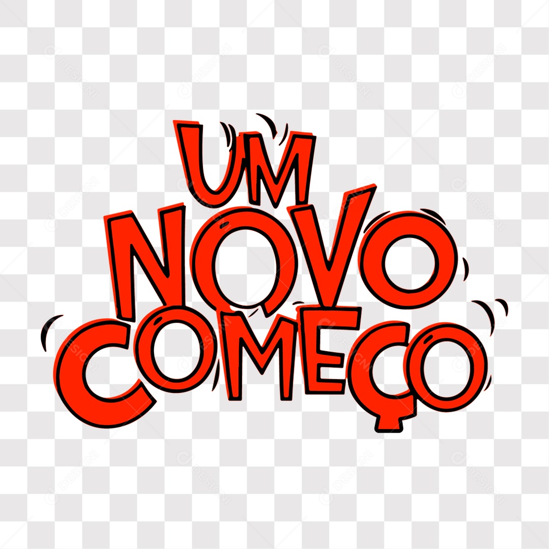 Lettering Um Novo Começo Texto Vermelho EPS + PNG