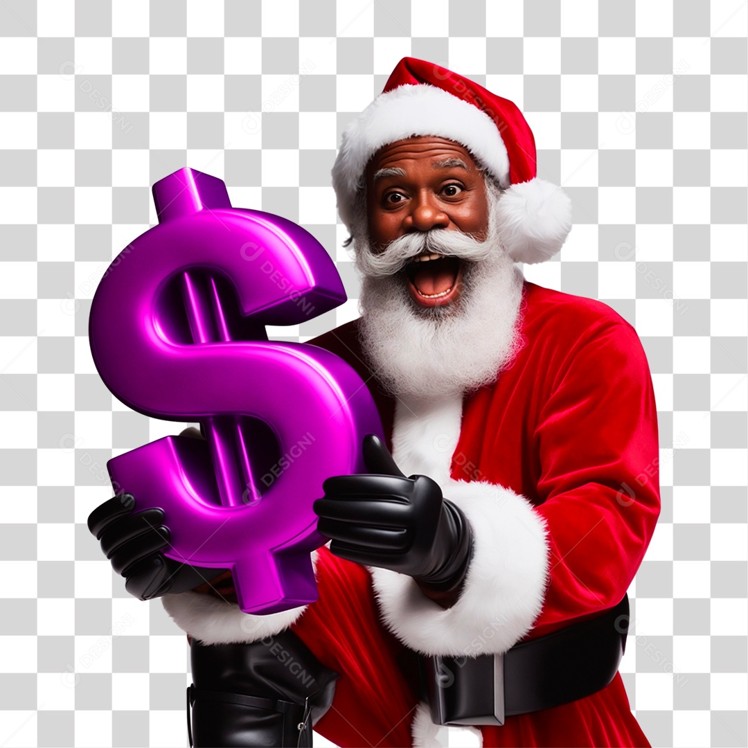 Papai Noel com Cifrão Final de Ano Natal PNG Transparente