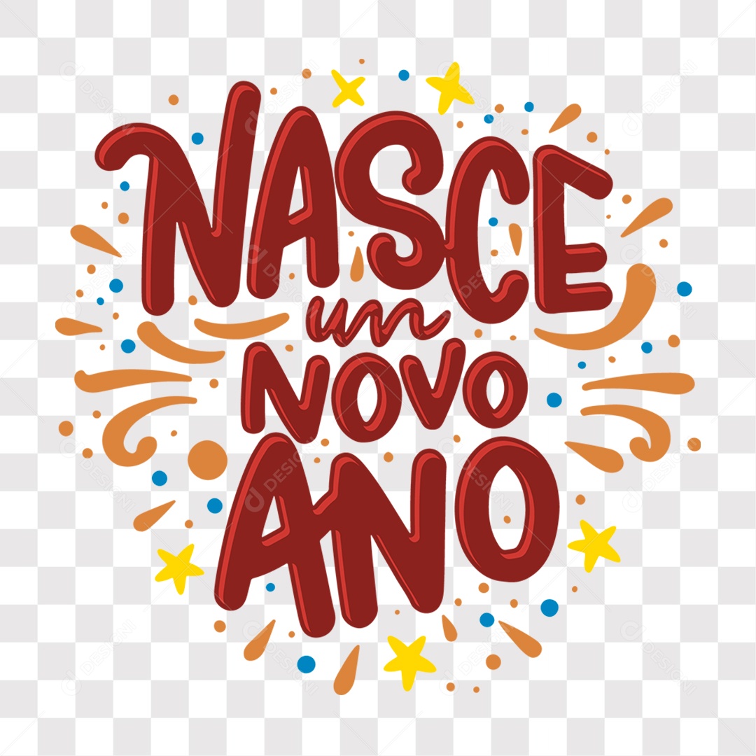 Lettering Nasce Um Novo Ano Texto Vermelho EPS + PNG