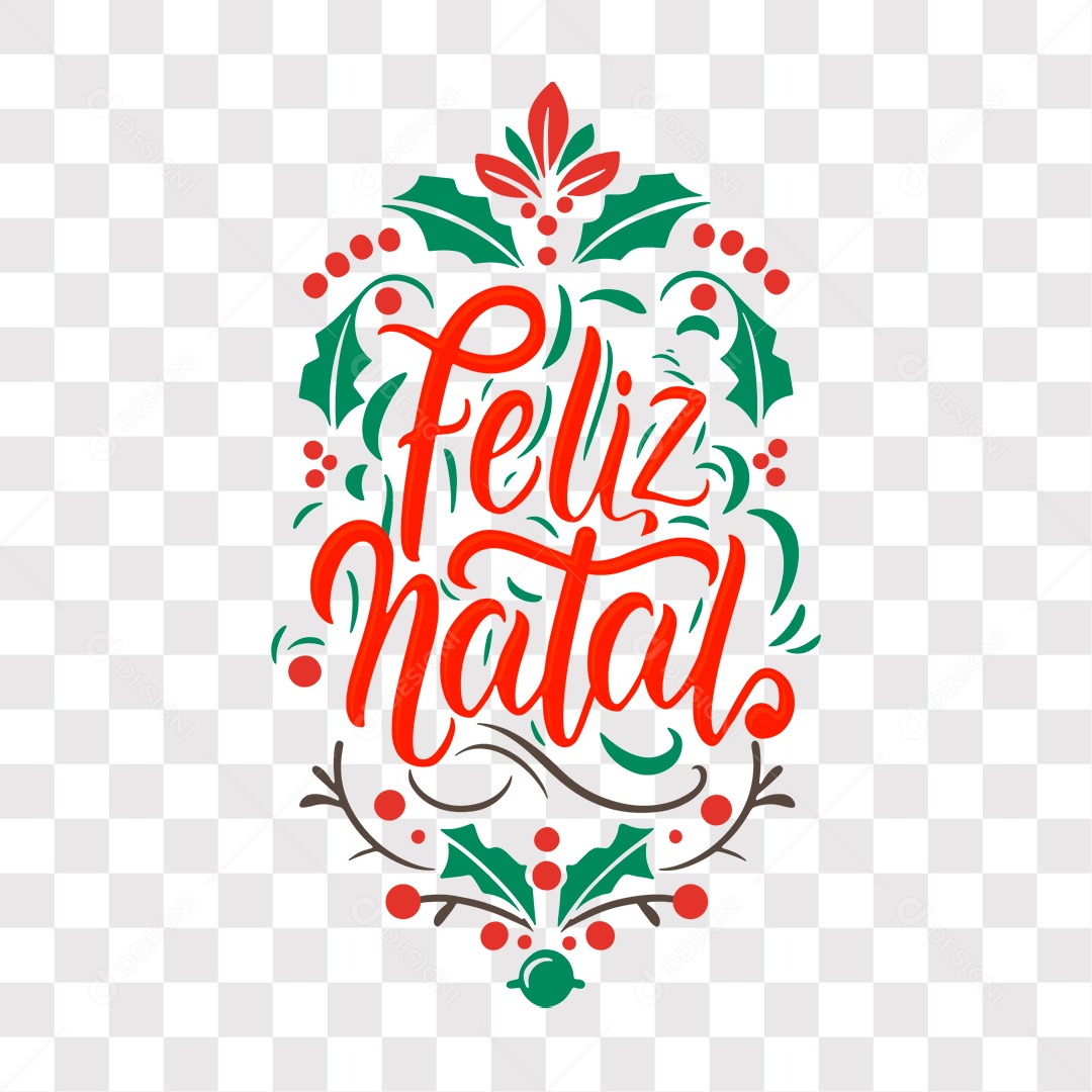 Lettering Feliz Natal Texto Vermelho EPS + PNG