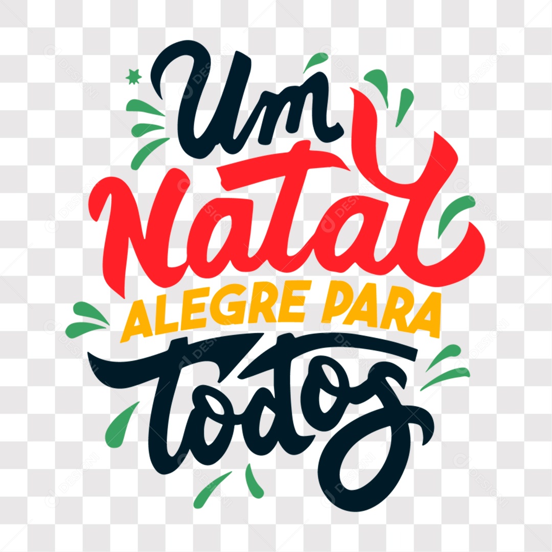 Lettering Um Natal Alegre para Todos Texto Vermelho EPS + PNG