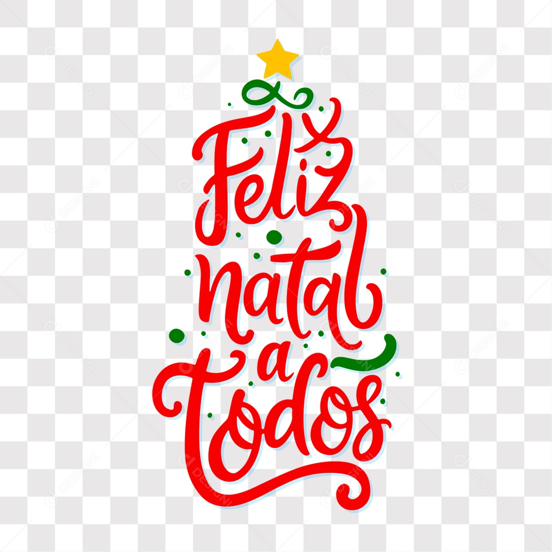 Lettering Feliz Natal a Todos Texto Vermelho EPS + PNG