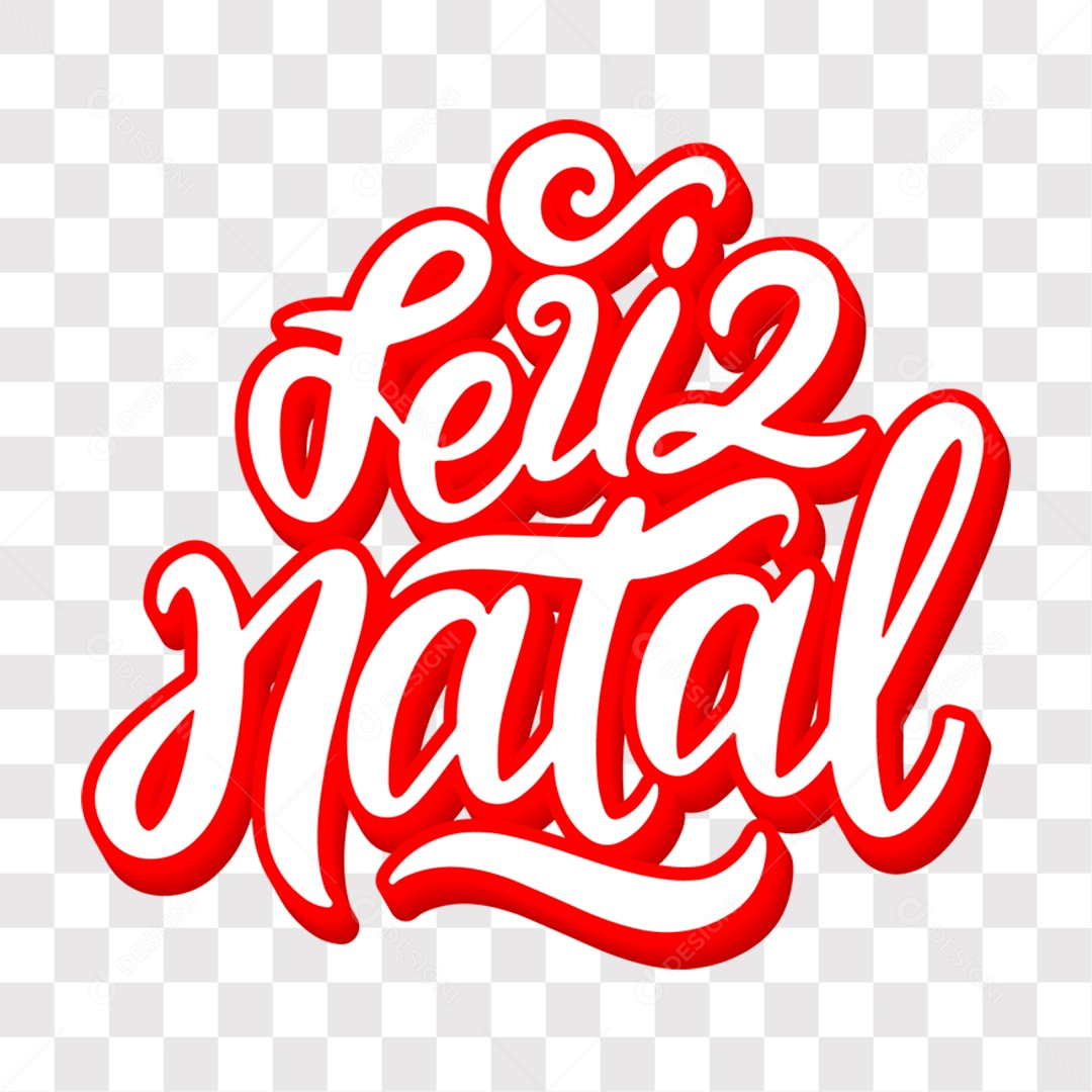 Lettering Feliz Natal Texto Vermelho e Branco EPS + PNG