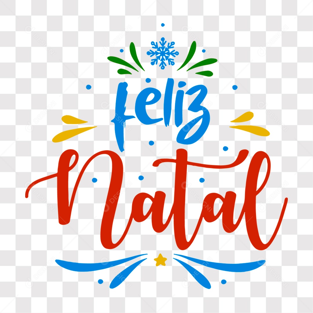 Lettering Feliz Natal Texto Azul e Vermelho EPS + PNG