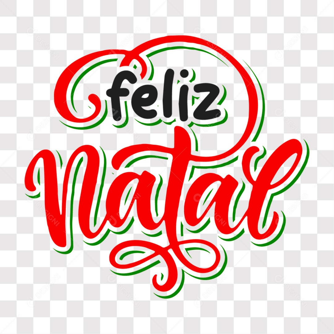 Lettering Feliz Natal Texto Preto e Vermelho EPS + PNG