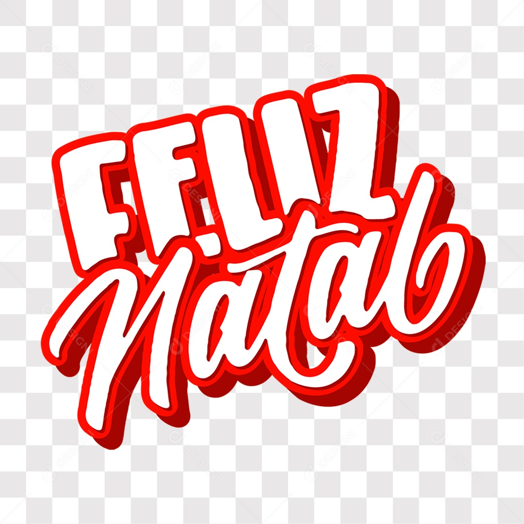 Lettering Feliz Natal Texto Vermelho e Branco EPS + PNG