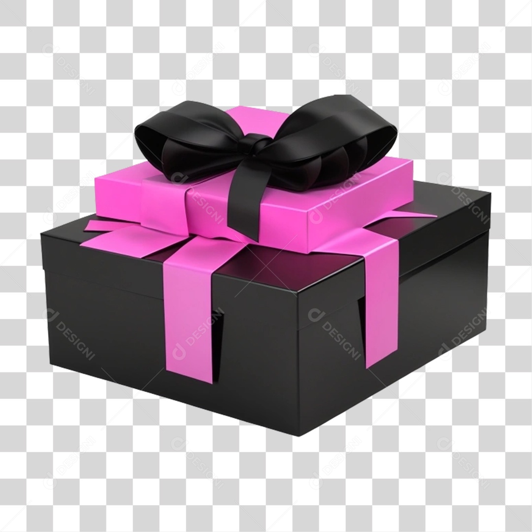 Caixa de Presente com Fita Rosa PNG Transparente