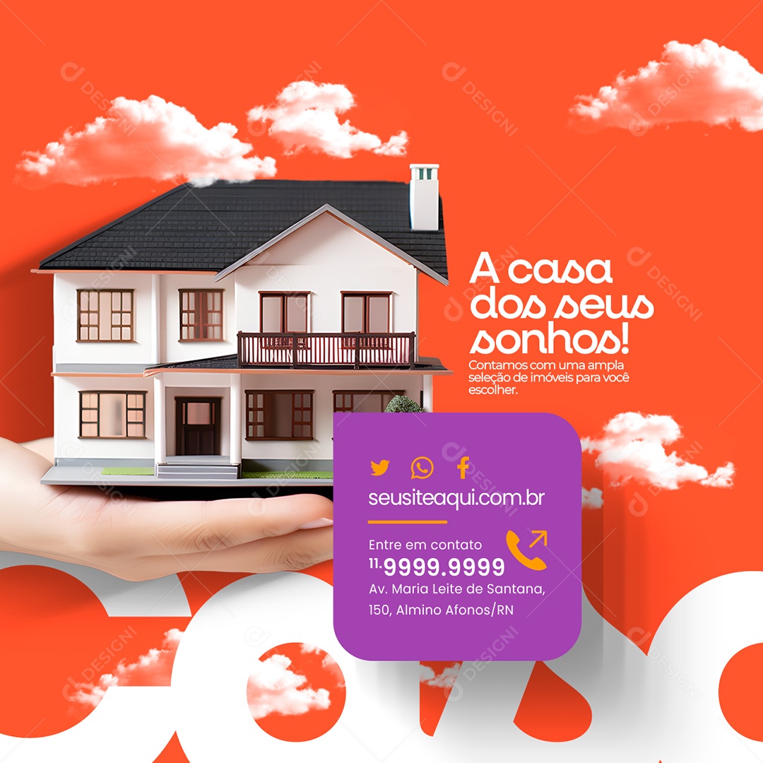 Imobiliária A Casa dos Seus Sonhos Social Media PSD Editável