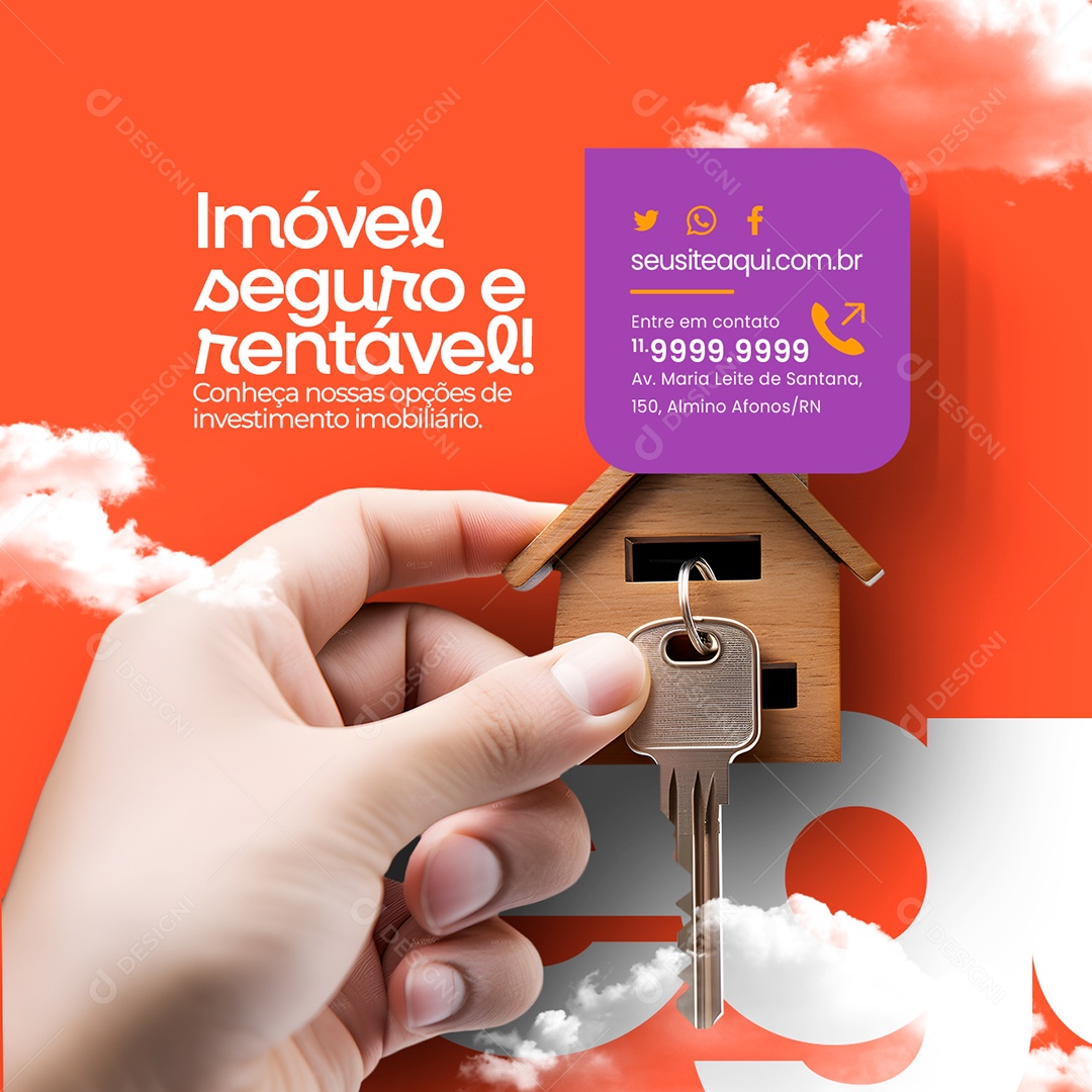 Imobiliária Imóvel Seguro e Rentável Social Media PSD Editável
