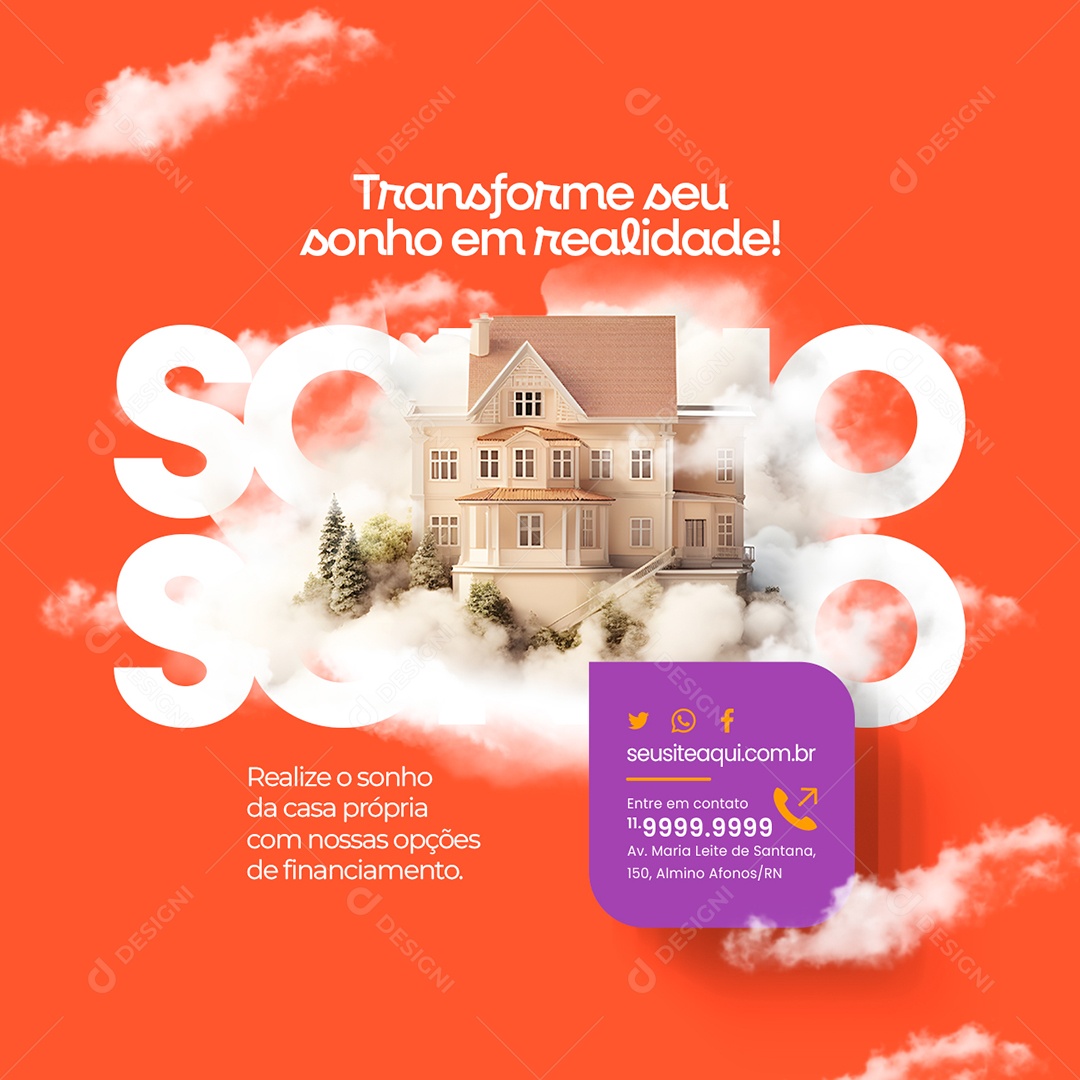 Imobiliária Transforme seu Sonho em Realidade Social Media PSD Editável