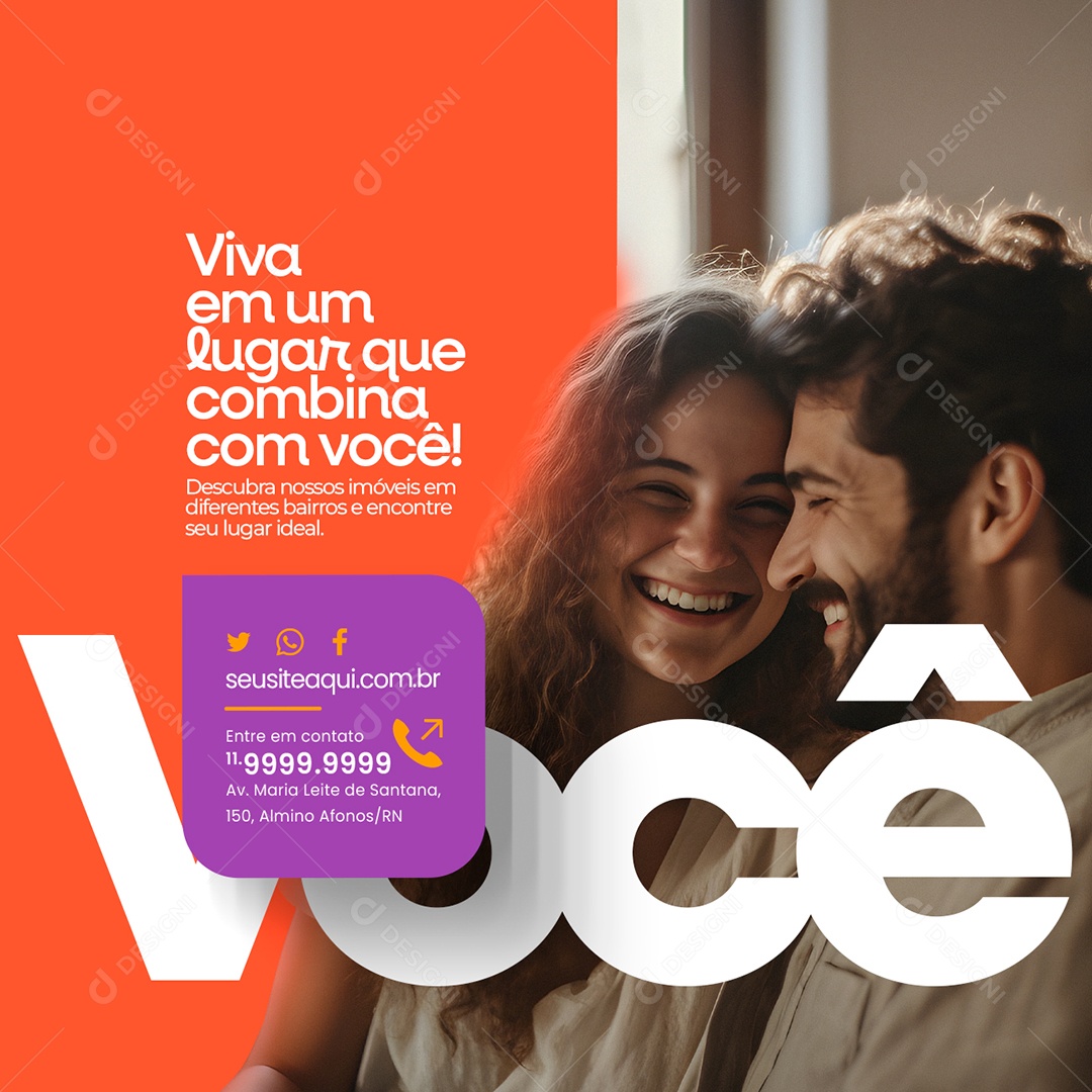 Imobiliária Viva em Um Lugar Que Combina com Você Social Media PSD Editável