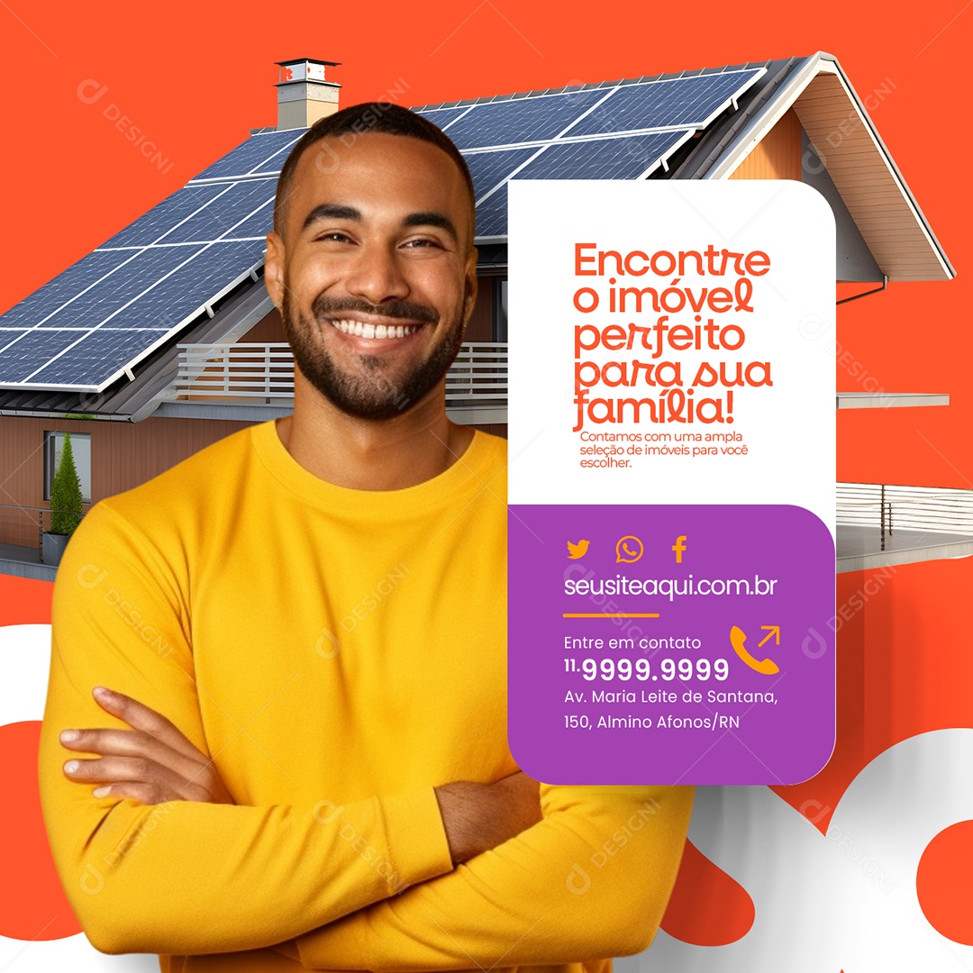 Imobiliária Encontre o Imóvel Perfeito para sua Família Social Media PSD Editável