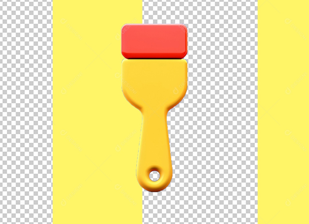 Pincel de Pintura Elemento 3D Vermelho e Amarelo para Composição PSD