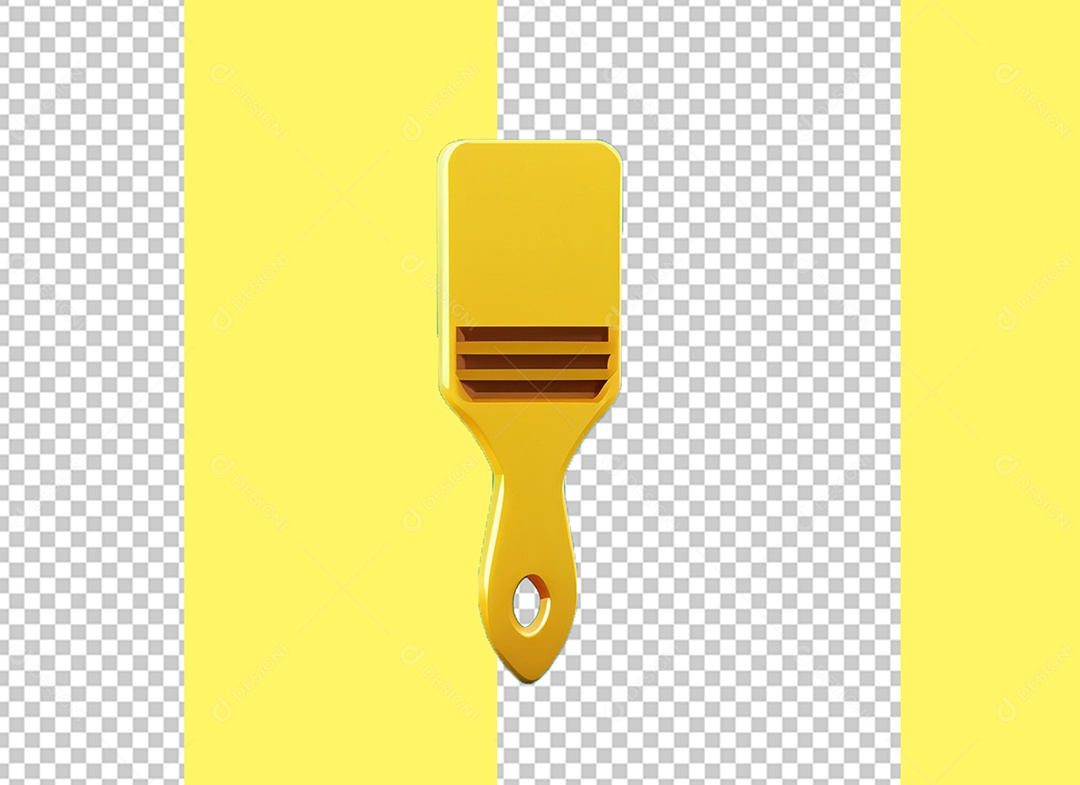 Elemento 3D Pincel de Pintura Amarelo para Composição PSD