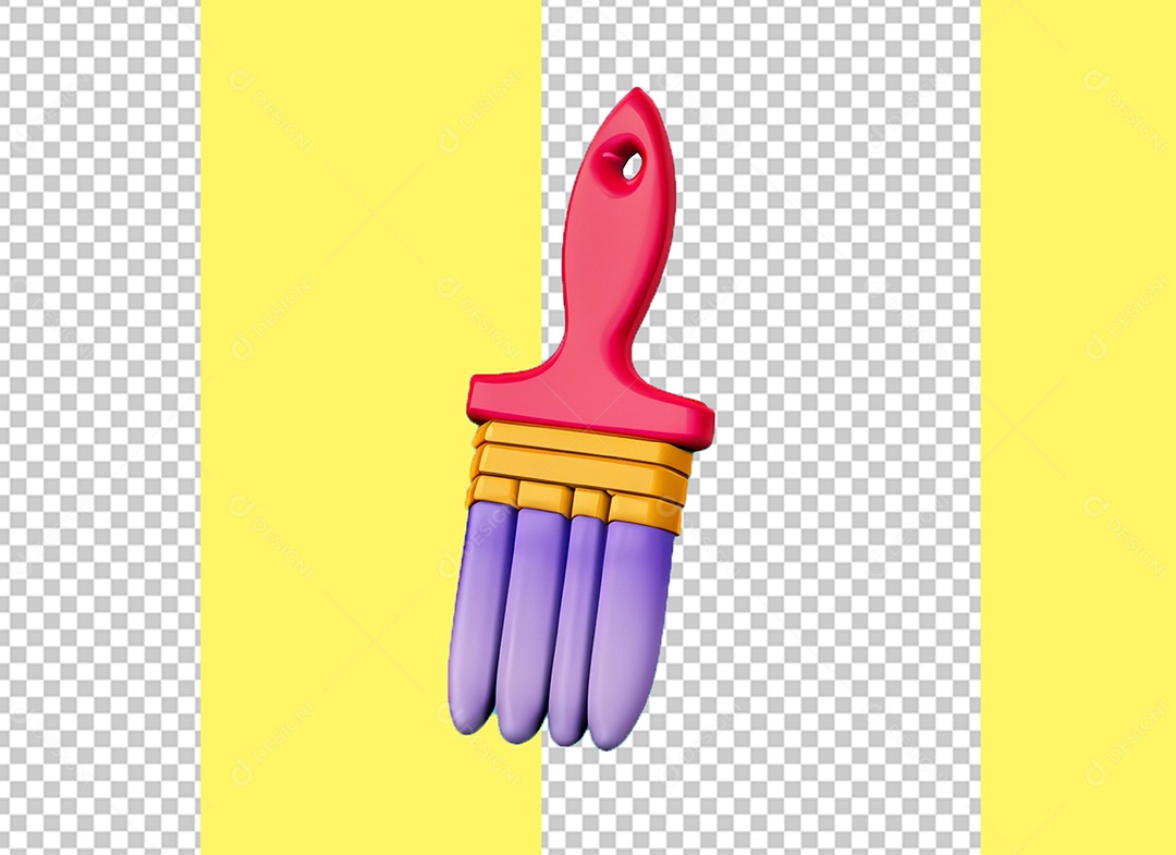 Elemento 3D Pincel de Pintura para Composição PSD