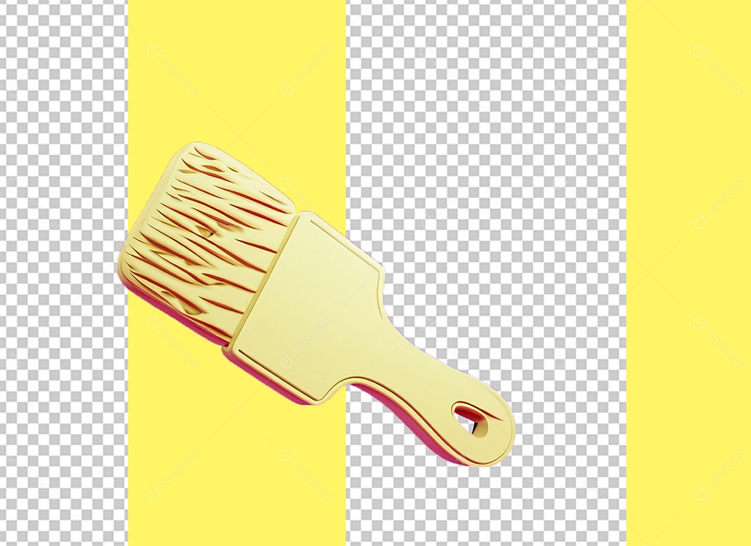 Elemento 3D Pincel de Pintura Dourado para Composição PSD
