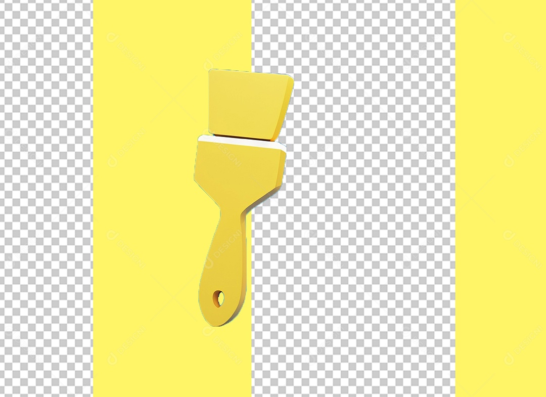 Elemento 3D Pincel de Pintura Amarelo para Composição PSD