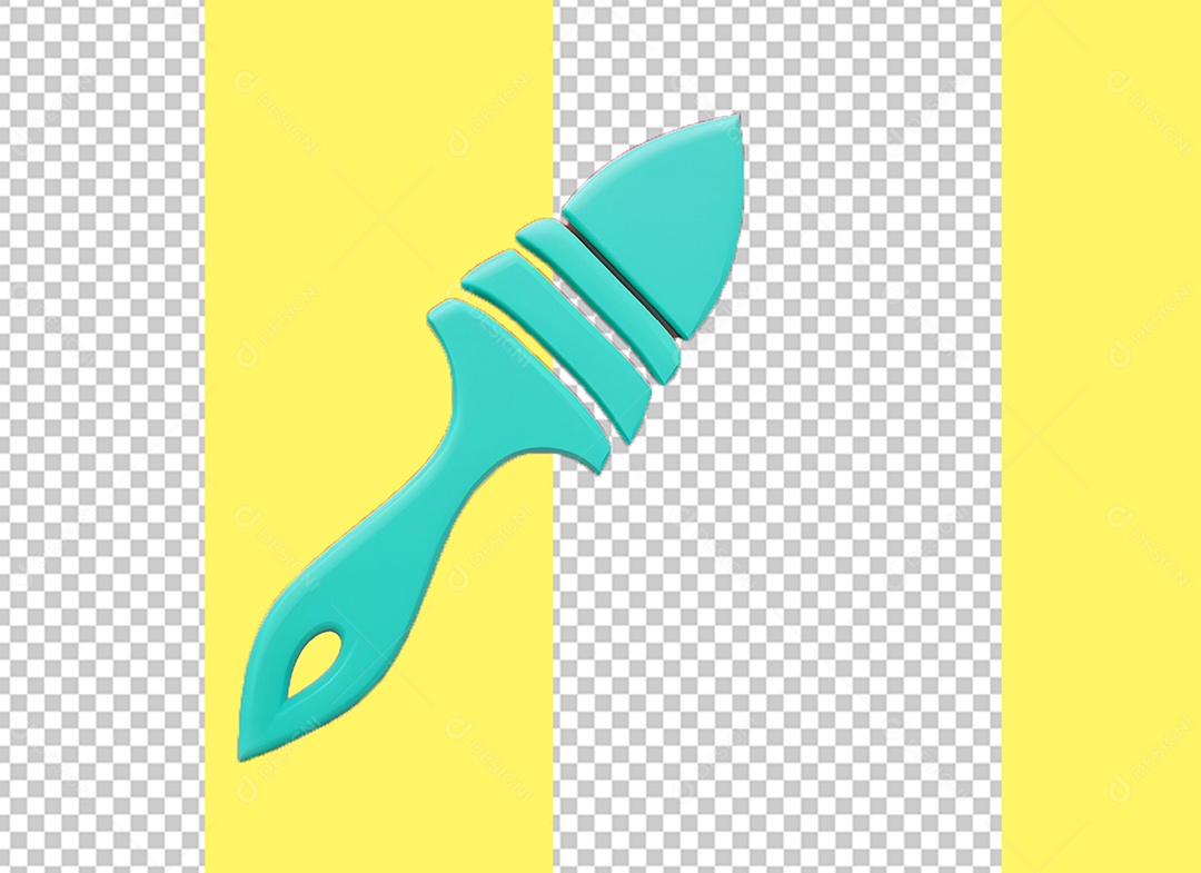 Pincel de Pintura Azul Elemento 3D para Composição PSD