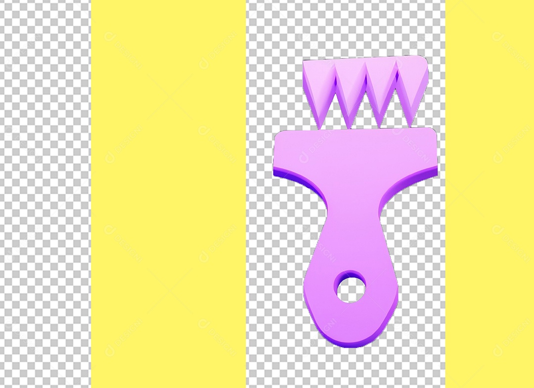Pincel de Pintura Roxa Elemento 3D para Composição PSD