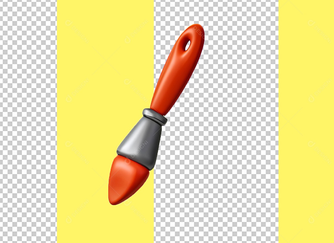 Pincel de Pintura Vermelho e Cinza Elemento 3D para Composição PSD