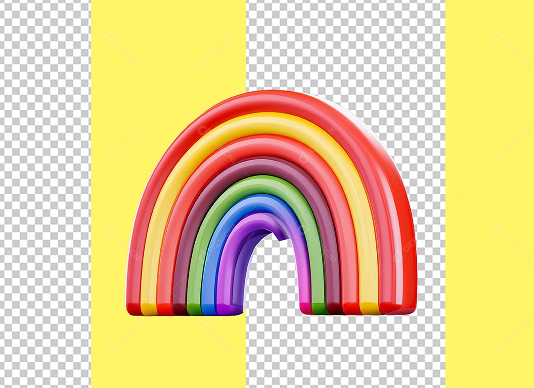 Arco Íris Colorido Elemento 3D para Composição PSD