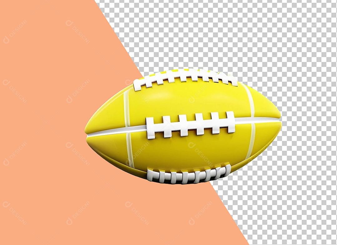 Elemento 3D Bola de Futebol Americano Amarelo para Composição PSD