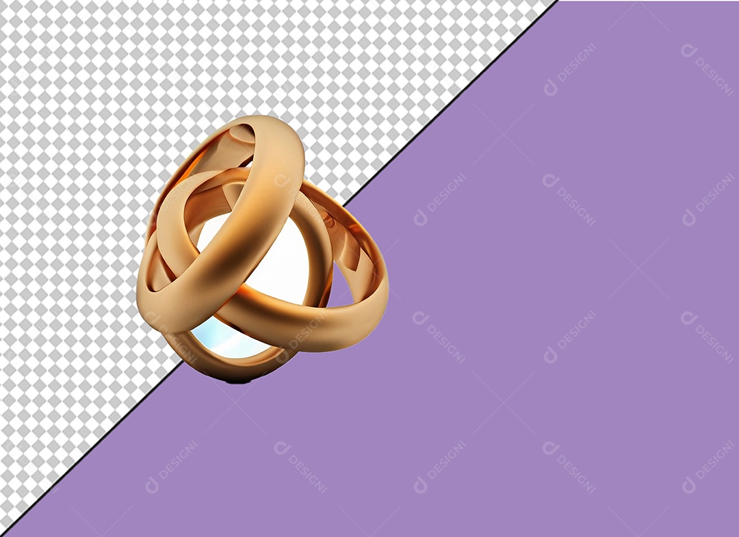 Alianças de Casamento Compromisso Elemento 3D para Composição PSD