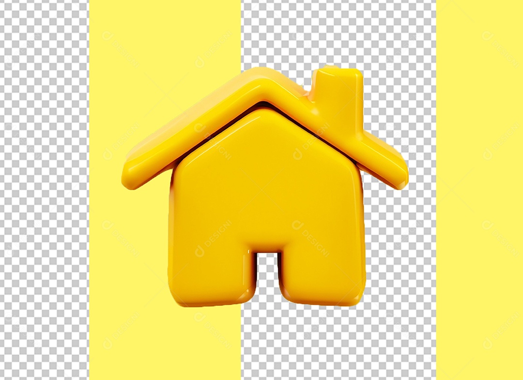 Imobiliária Casa Amarela Elemento 3D para Composição PSD