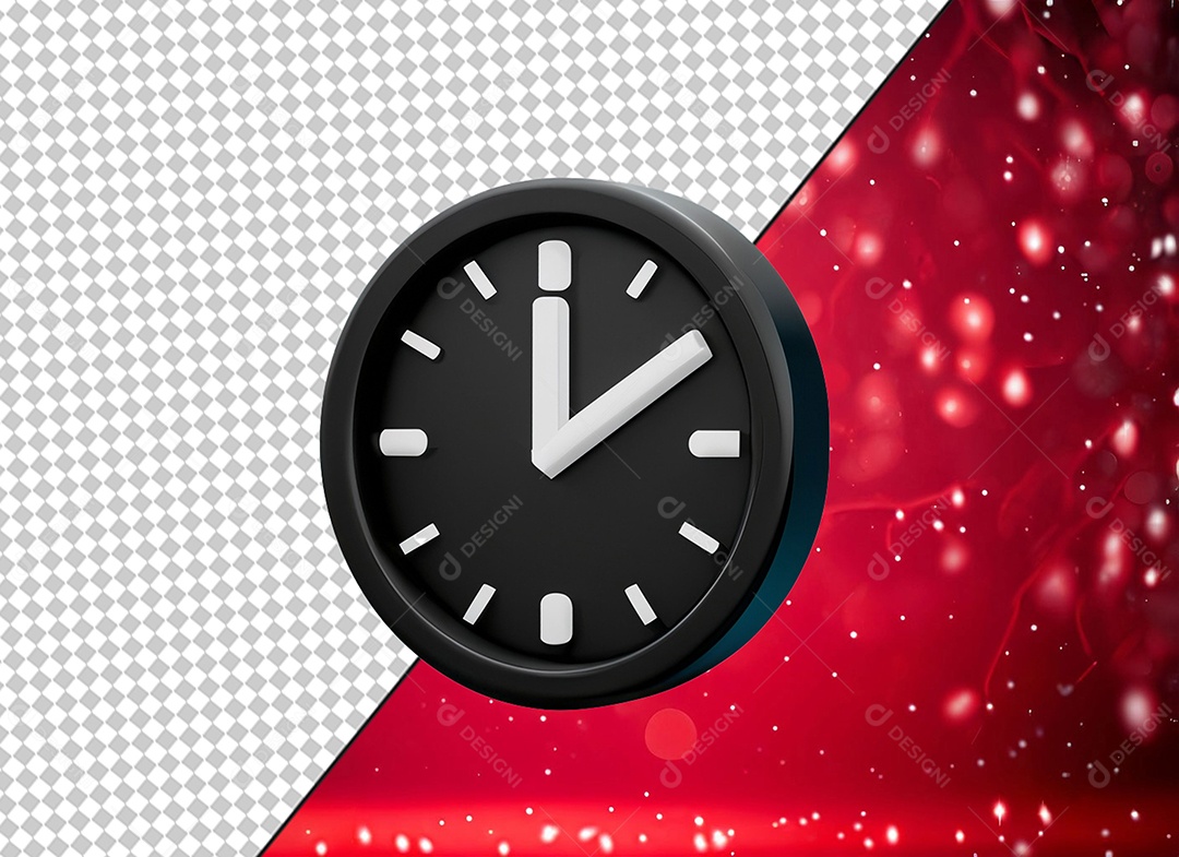 Despertador Alarme Relógio Preto e Branco Elemento 3D para Composição PSD