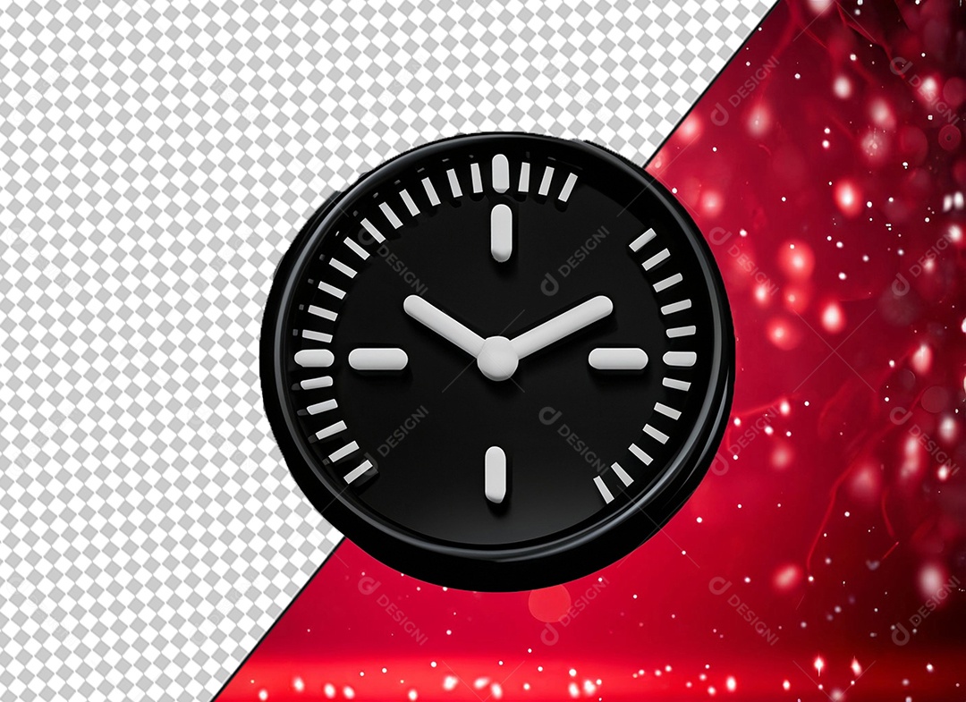 Despertador Alarme Relógio Preto e Branco Elemento 3D para Composição PSD