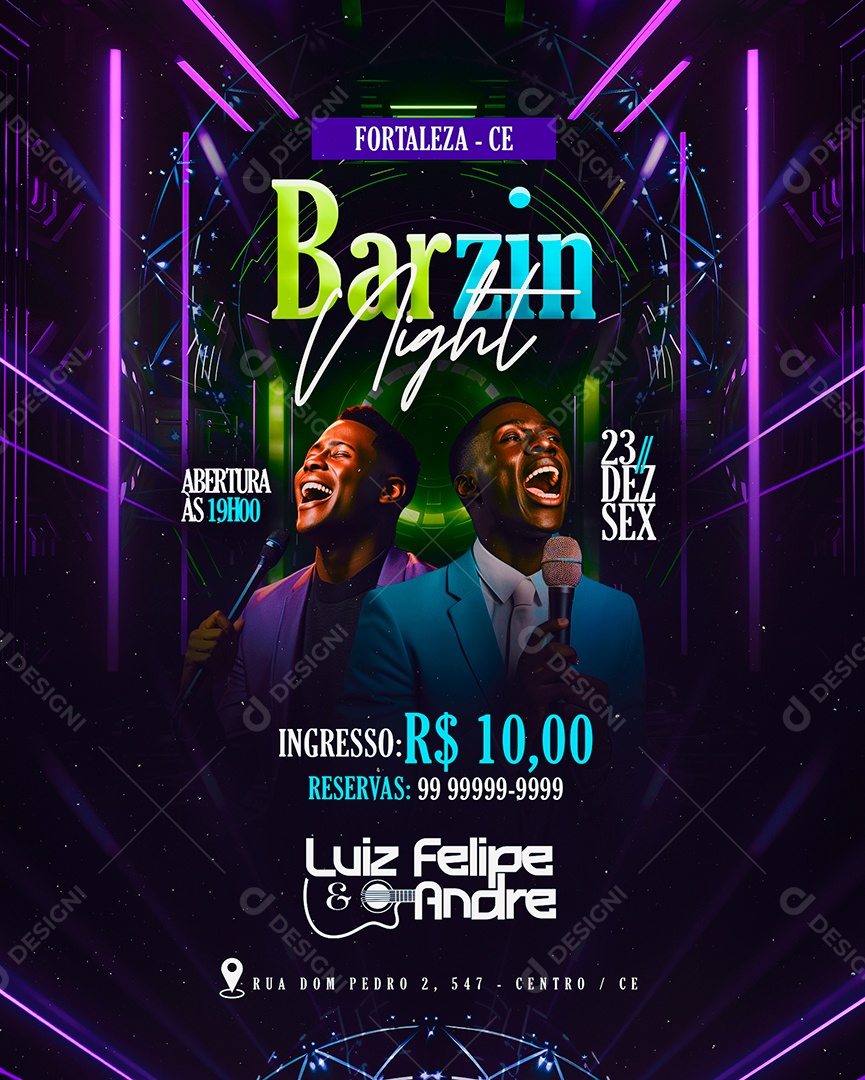 Flyer Barzin Night Luiz Felipe & Andre Social Media PSD Editável