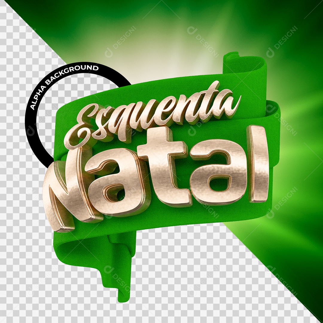 Esquenta Natal Selo 3D Verde e Dourado para Composição PSD