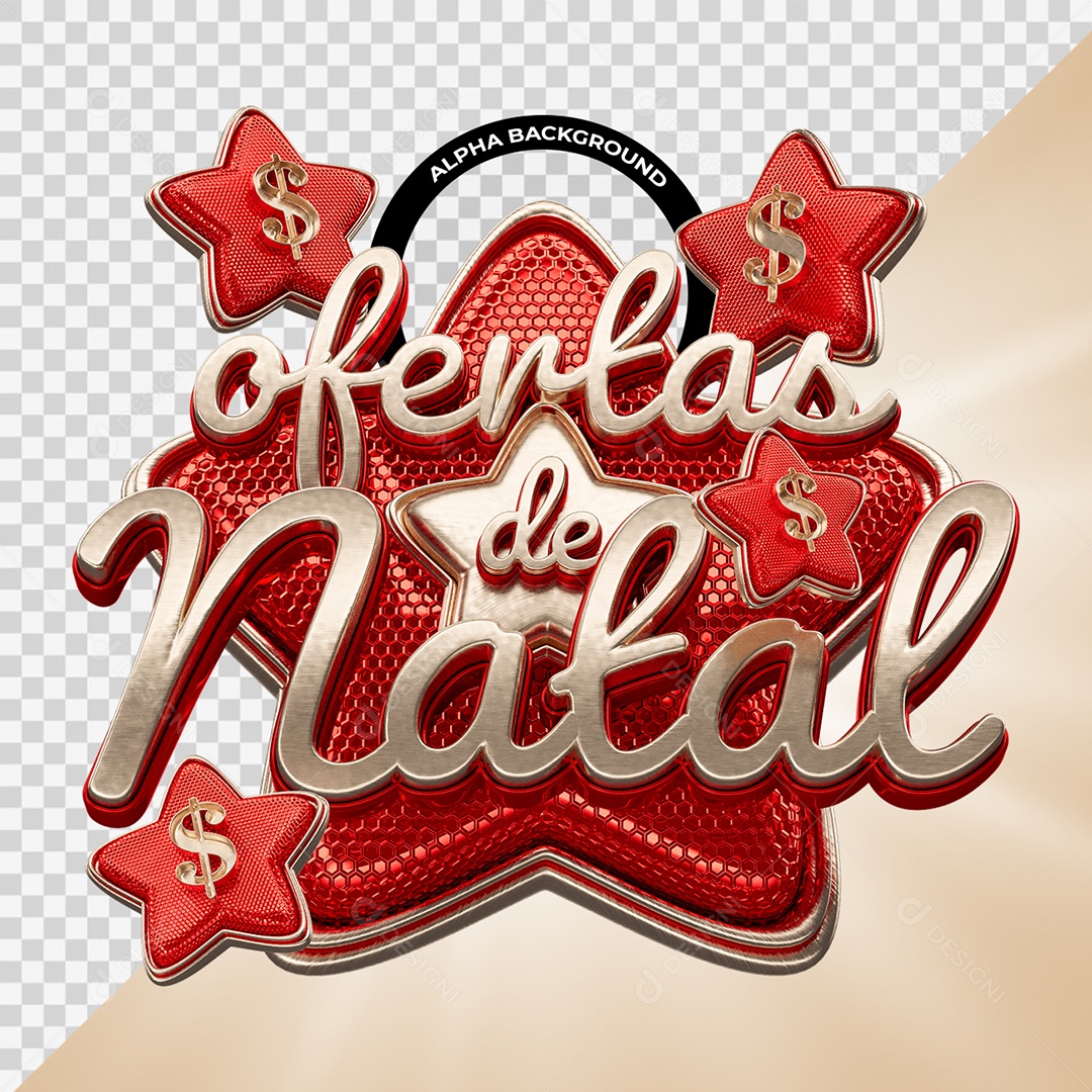 Ofertas de Natal Selo 3D Vermelho e Dourado para Composição PSD
