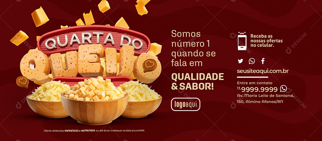 Banner Quarta Do Queijo Somos Número  Quando se Fala em Qualidade & Sabor Supermercado Social Media PSD Editável