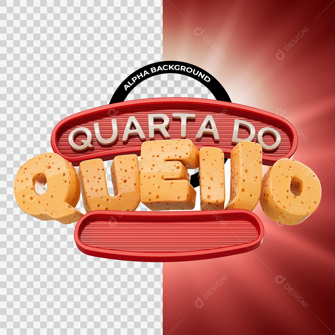 Quarta Do Queijo Selo 3D para Composição PSD