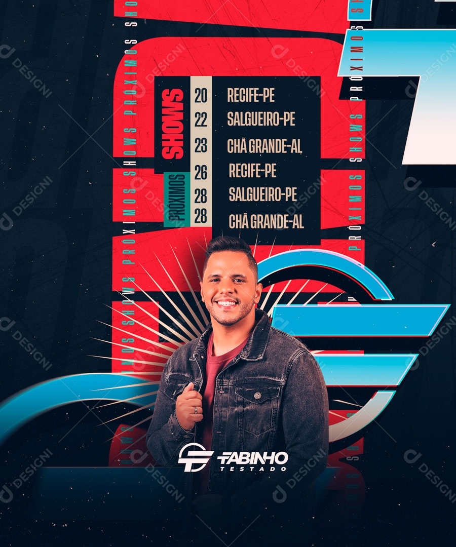 Social Media Flyer Próximos Shows Fabinho Testado PSD Editável