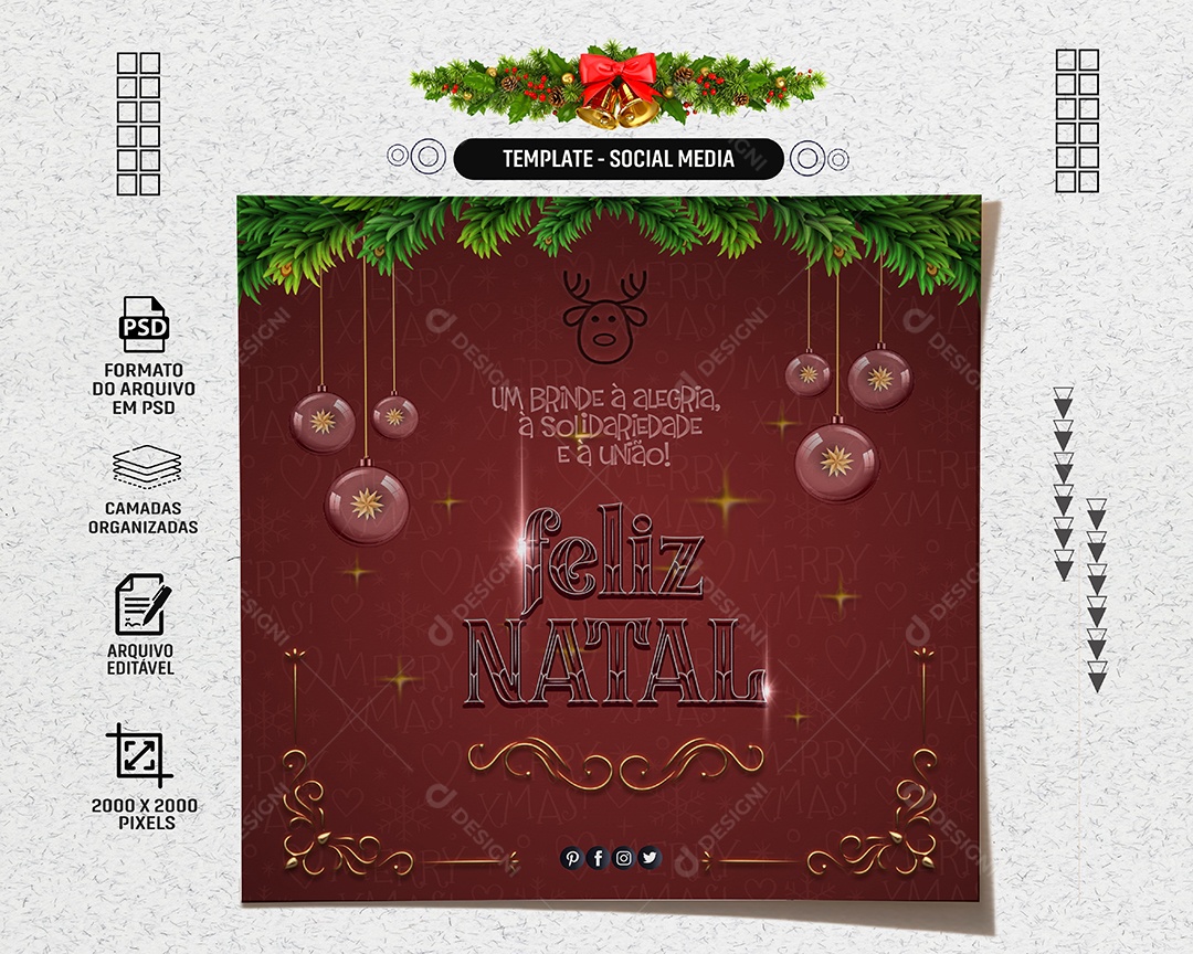 Feed Feliz Natal Um Brinde à Solidariedade Social Media PSD Editável