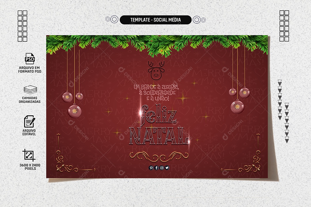 Banner Solidariedade e à União Feliz Natal Social Media PSD Editável