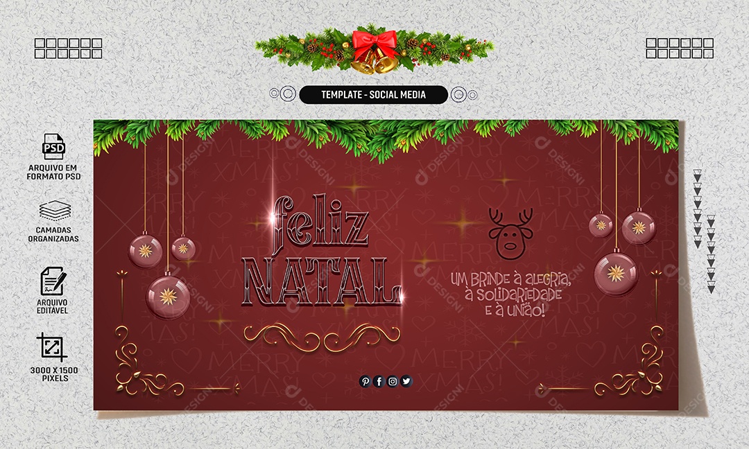 Social Media Banner a Solidariedade e à União Feliz Natal PSD Editável