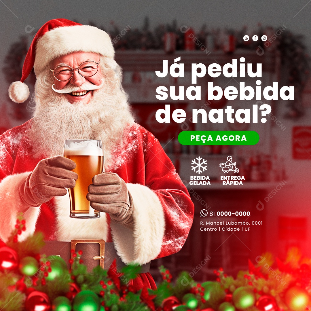 Já Pediu Sua Bebida De Natal Social Media PSD Editável