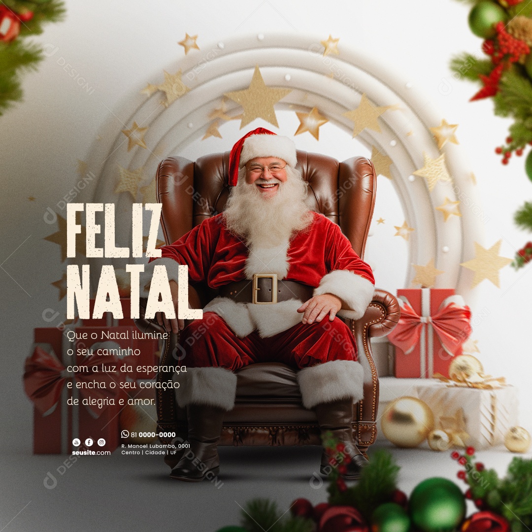 Feliz Natal Coração De Alegria e Amor Social Media PSD Editável