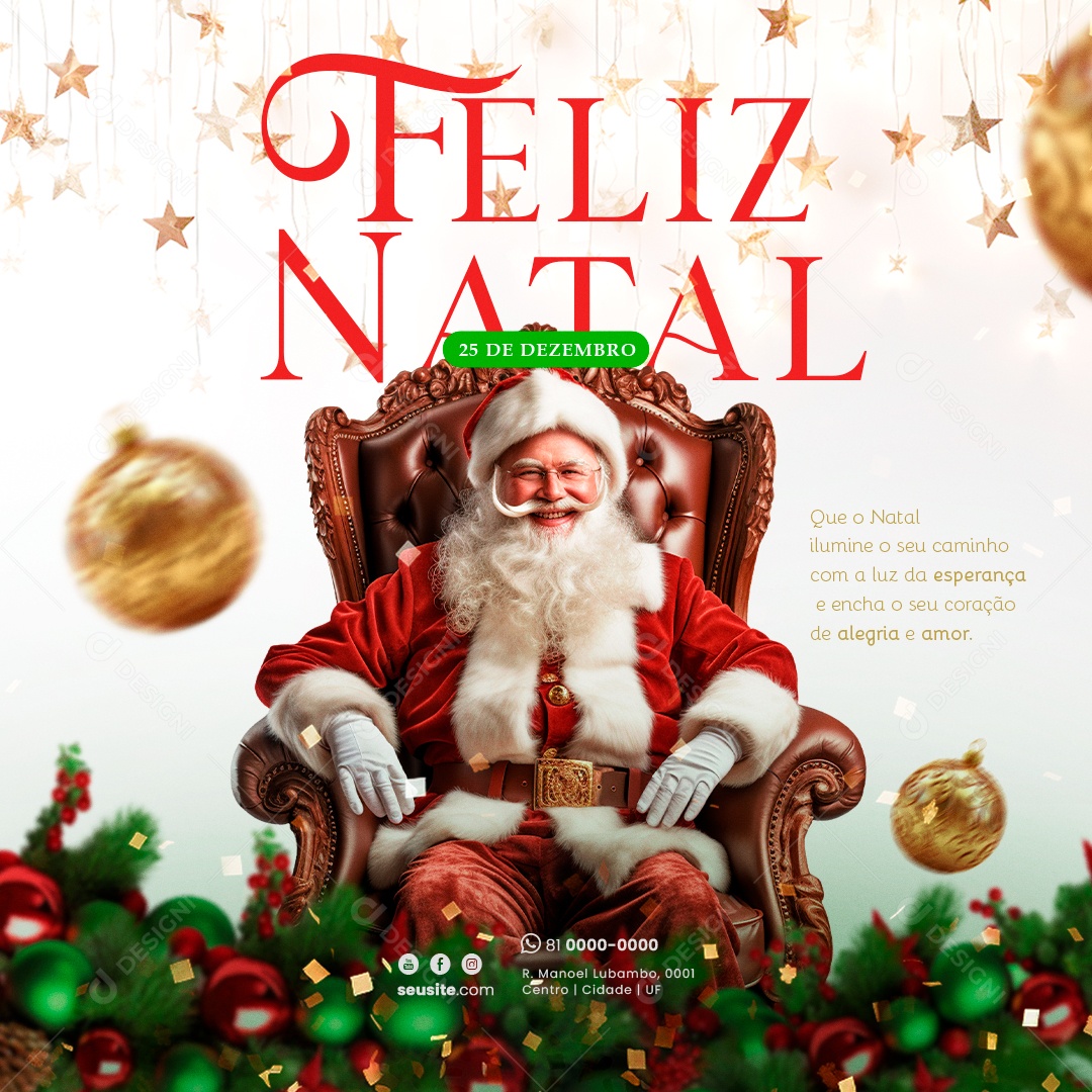 Social Media Luz da Esperança Feliz Natal 25 De Dezembro PSD Editável
