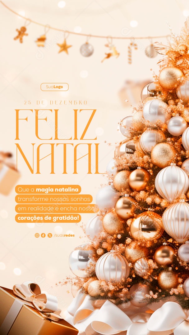 Story Feliz Natal 25 De Dezembro que a Magia Transforme nossos Sonhos em Realidade Social Media PSD Editável