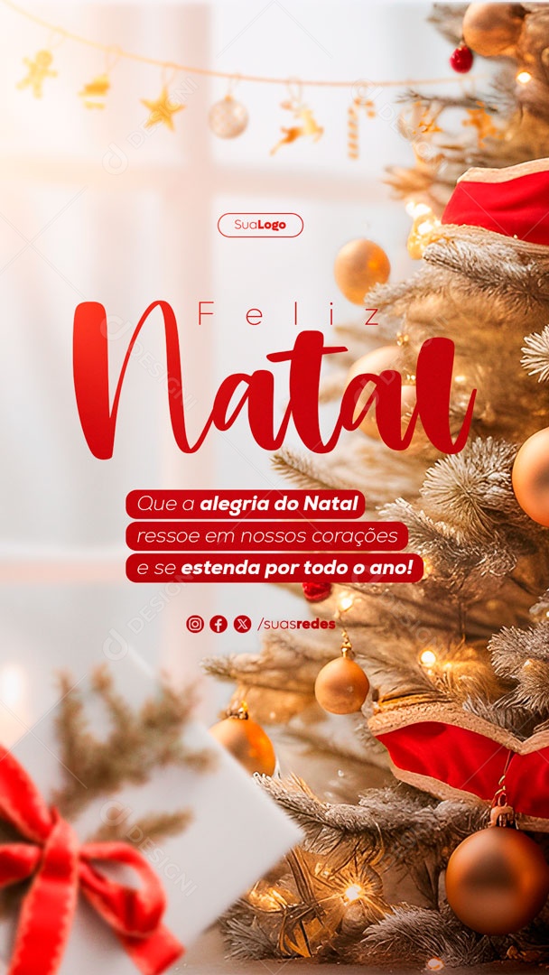 Story Feliz Natal que a Alegria Ressoe em nossos Corações e se Estenda por todo o Ano Social Media PSD Editável